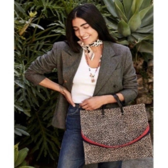 Clare V. Handbags - Clare V Marcelle Suede Simple Tote Leopard Print Large Shoulder Bag